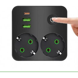 Adaptor me 2 priza, 2 porta...