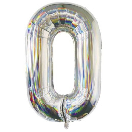 NUMBER BALLOON 0 SILVER