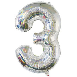 NUMBER BALLOON 3 SILVER