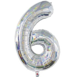 NUMBER BALLOON 6 SILVER